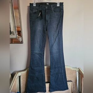 NWT PAIGE Women's High Rise Bell Canyo Reed Jeans - Deep Indigo- Size 30